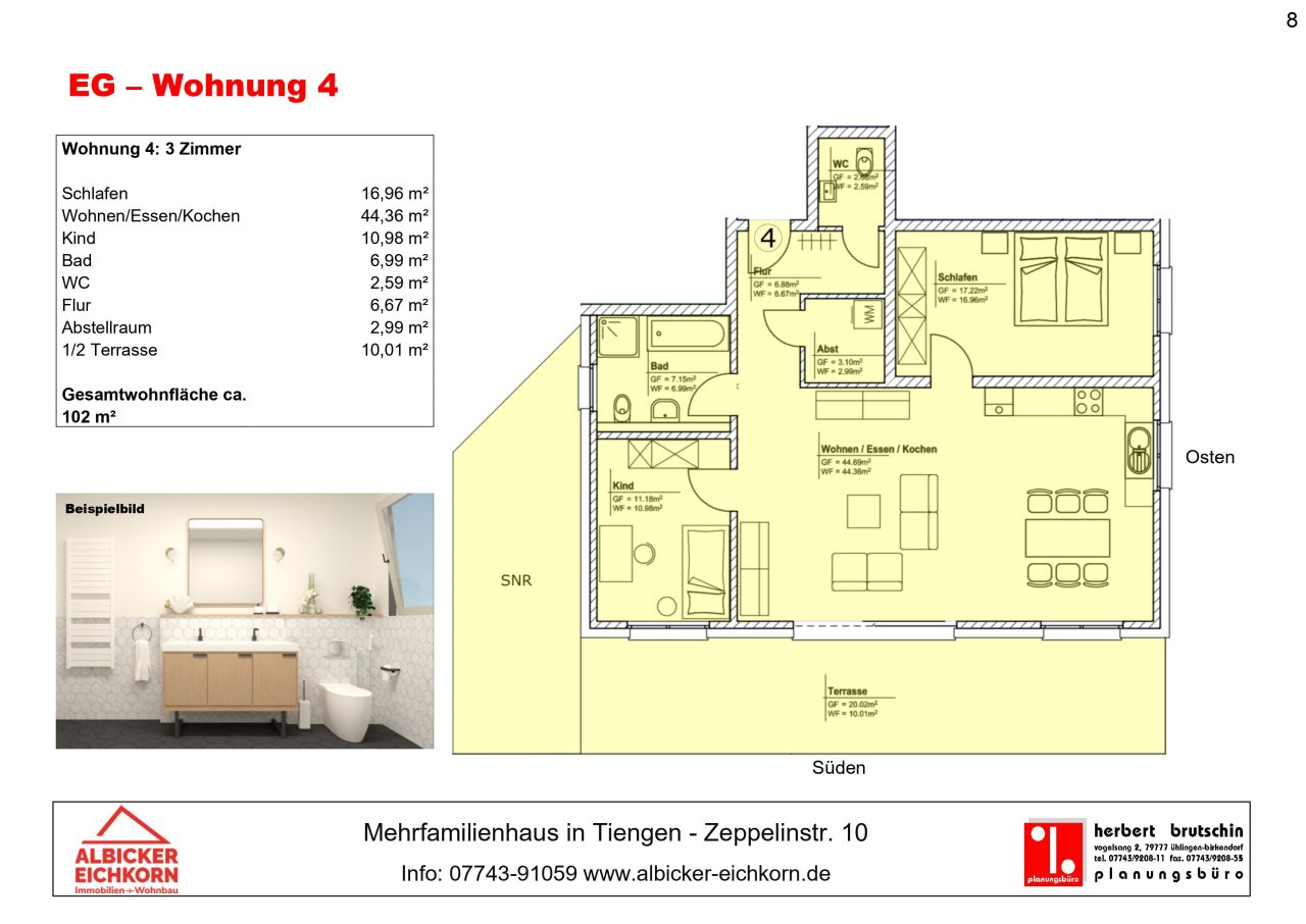 Grundriss mit abgeschlossener Küche