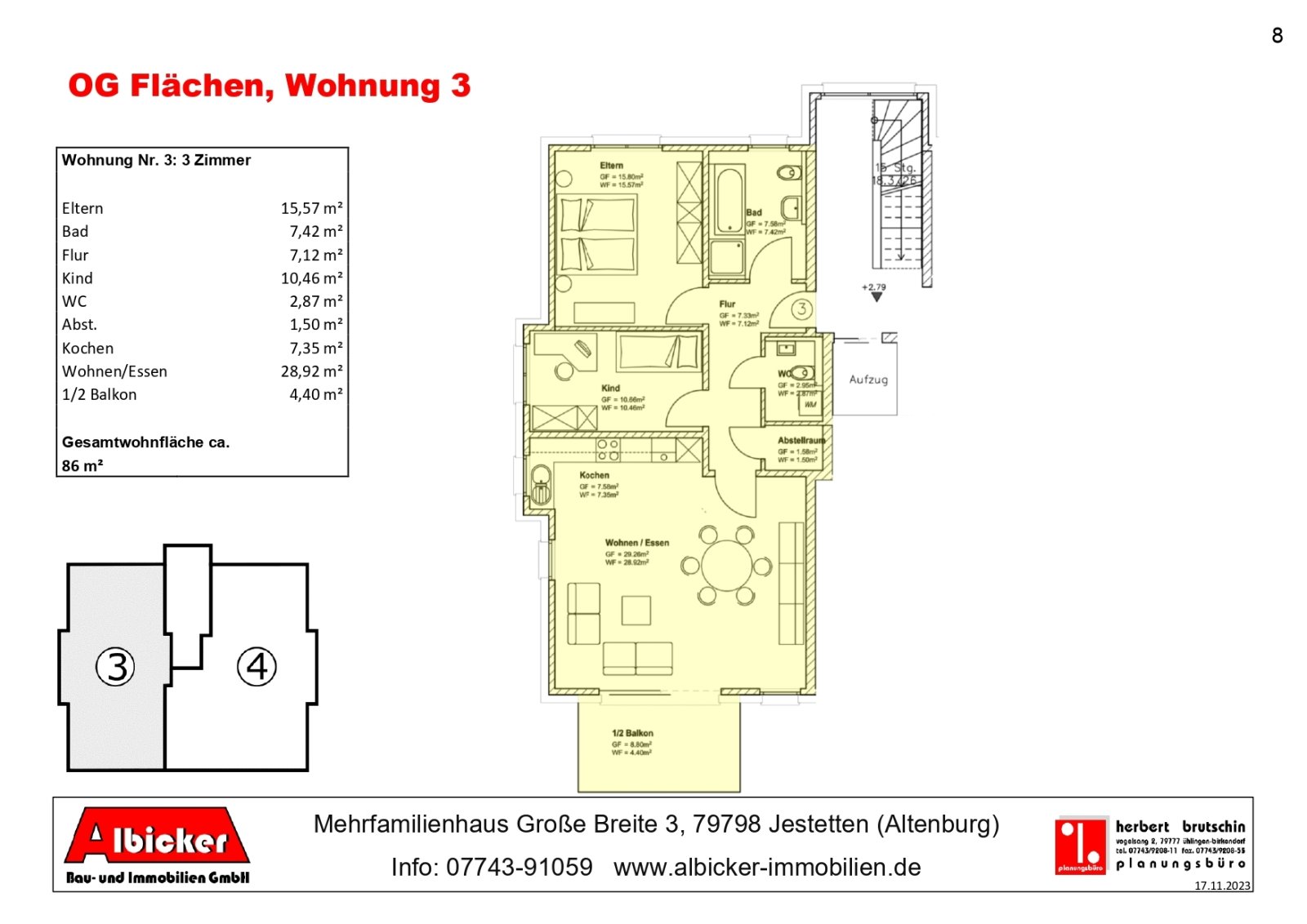 OG Grundriss: Whg. Nr. 3