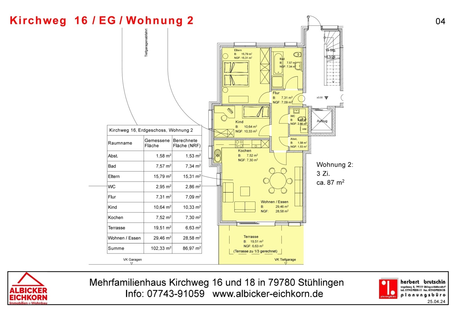 Grundriss Wohnung Nr. 2 EG