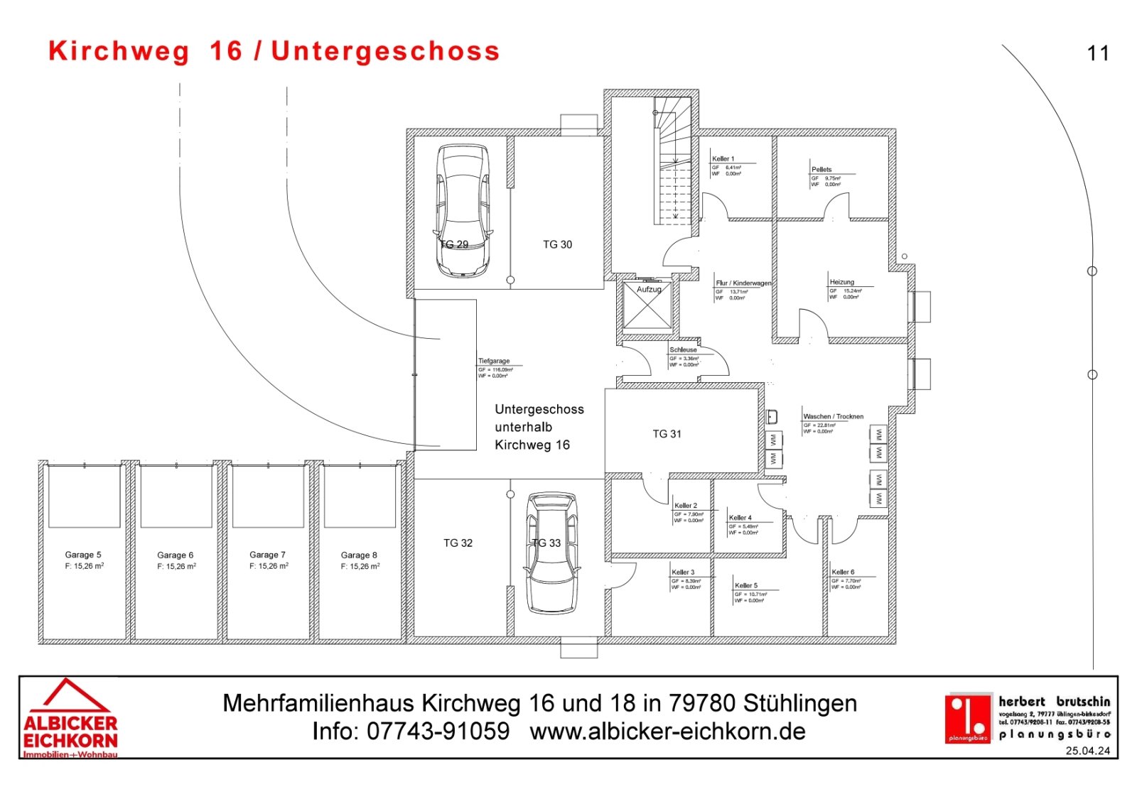 Untergeschoss mit Tiefgaragen und Kellerräumen