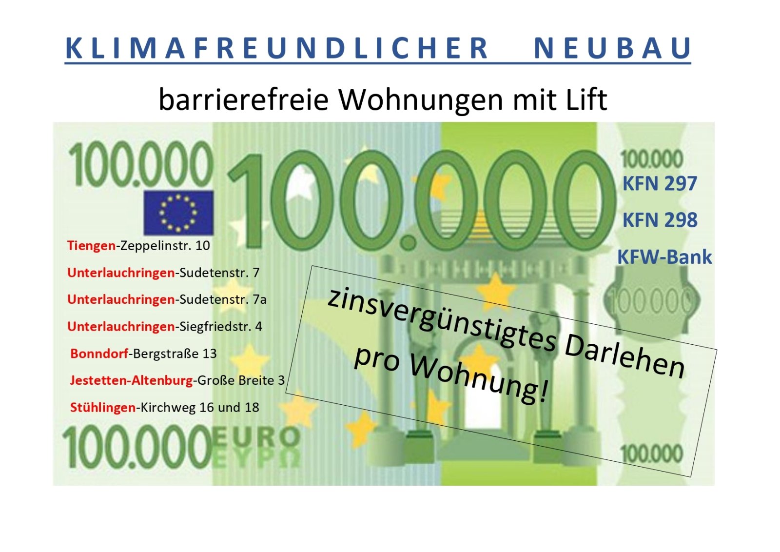 100.000 € zinsvergünstigtes Darlehen KFN 297/298